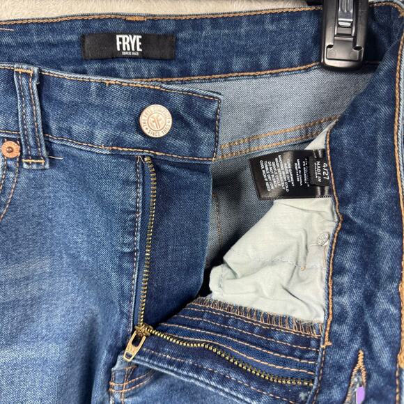 Frye NEW Womens Jeans 4/27 (28) High Rise Amari Cuffed Crop Denim Blue Stretch - Picture 6 of 14